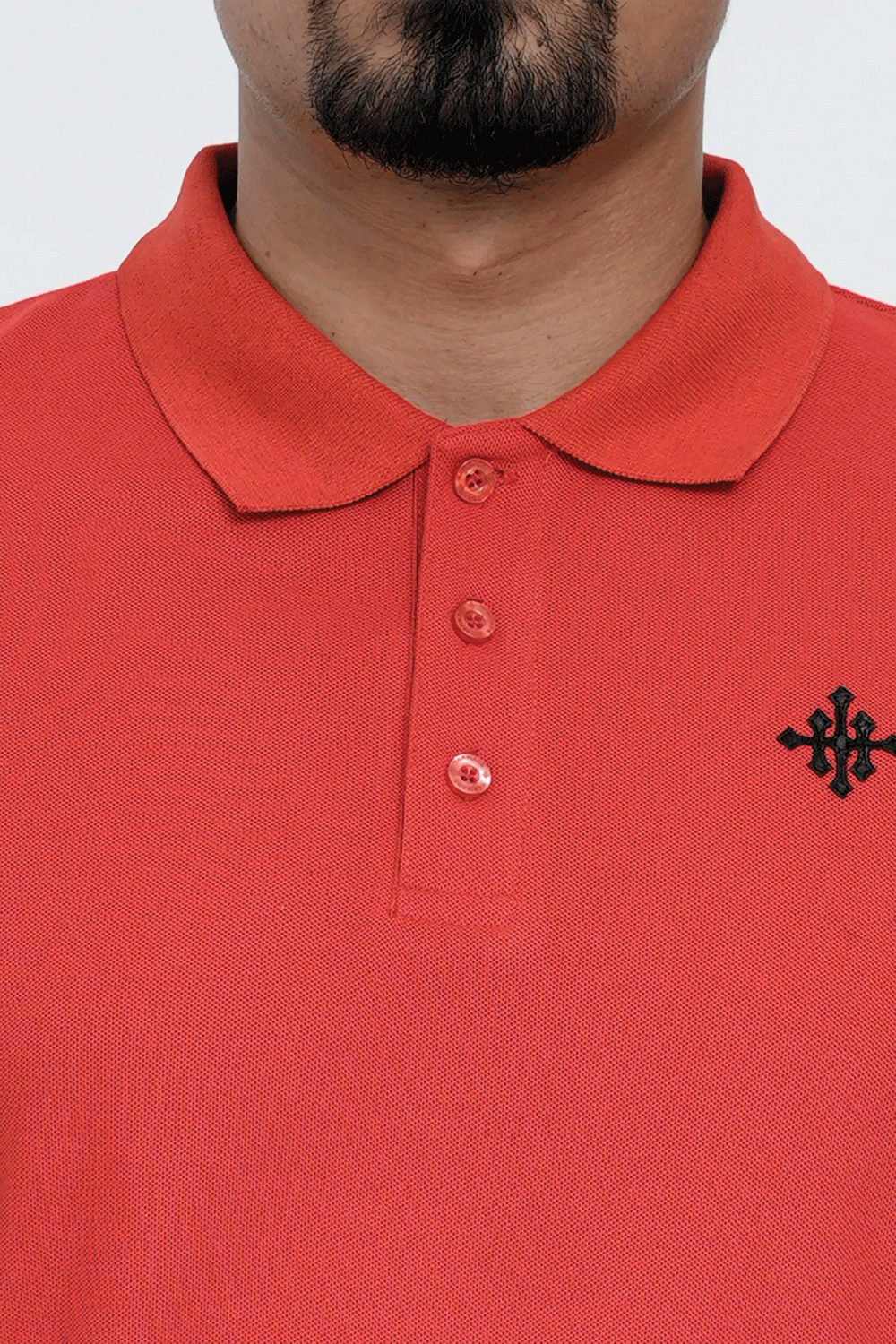 Men Cut line Polo Shirt - Red/Black