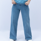 Women Wide Leg Jeans - Mid Blue