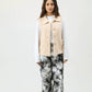 Women Rabbit Wool Sleeveless Coat - Beige - Harwage