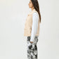 Women Rabbit Wool Sleeveless Coat - Beige - Harwage
