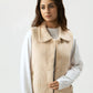 Women Rabbit Wool Sleeveless Coat - Beige - Harwage