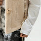 Women Rabbit Wool Sleeveless Coat - Beige - Harwage
