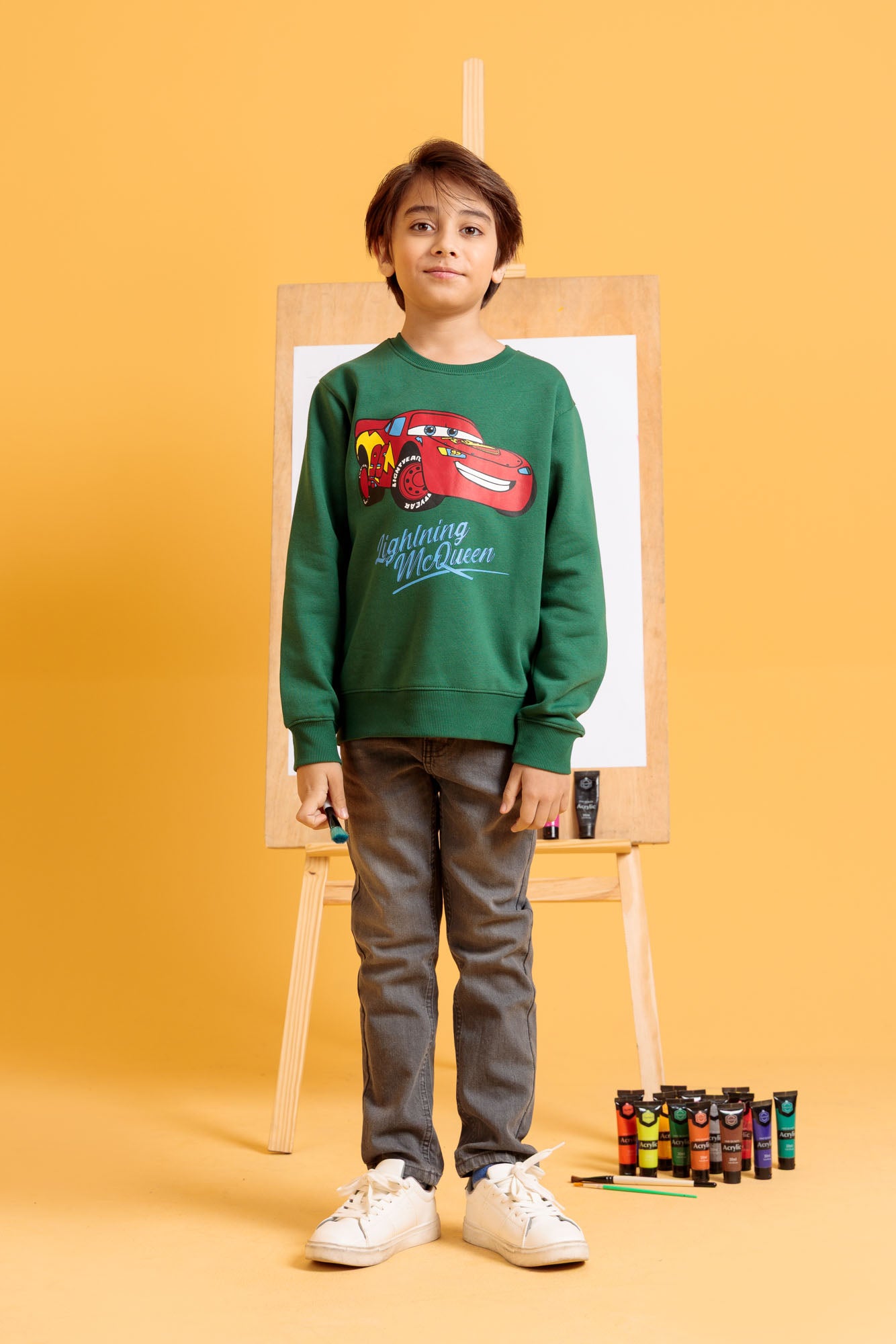 Junior Boys Screen Print Sweatshirt - Evergreen