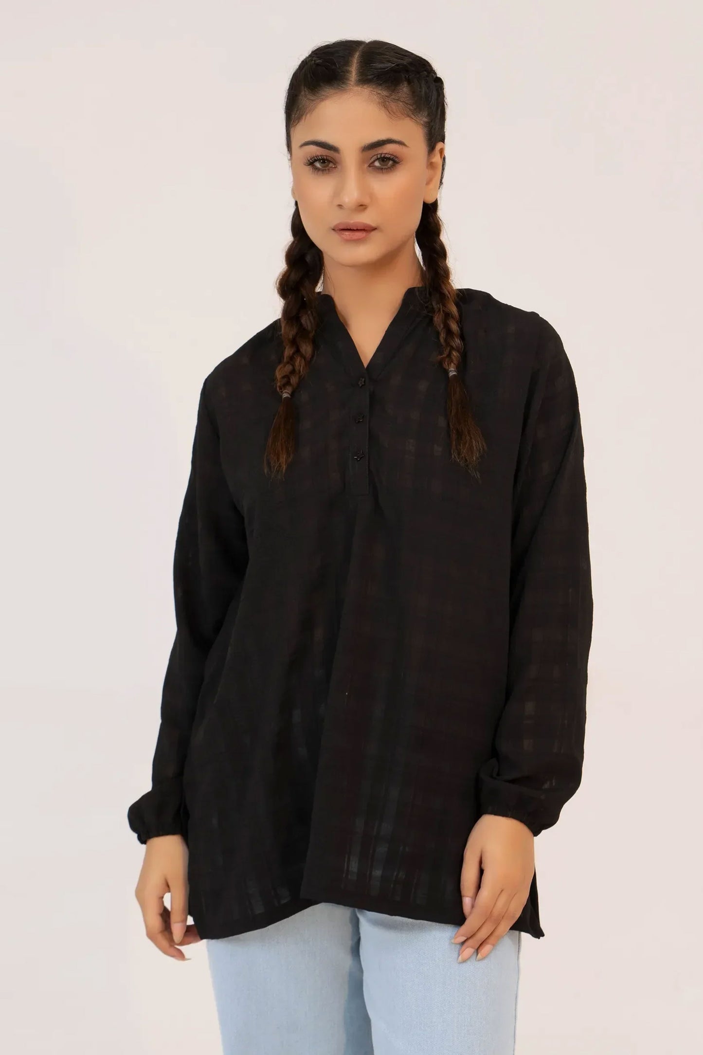 Women Ban Dress Shirt - Black