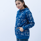Women Allover Print Zipper Hoodie - Classic Blue