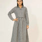 Women Woven Long Dress - Checkered - Harwage