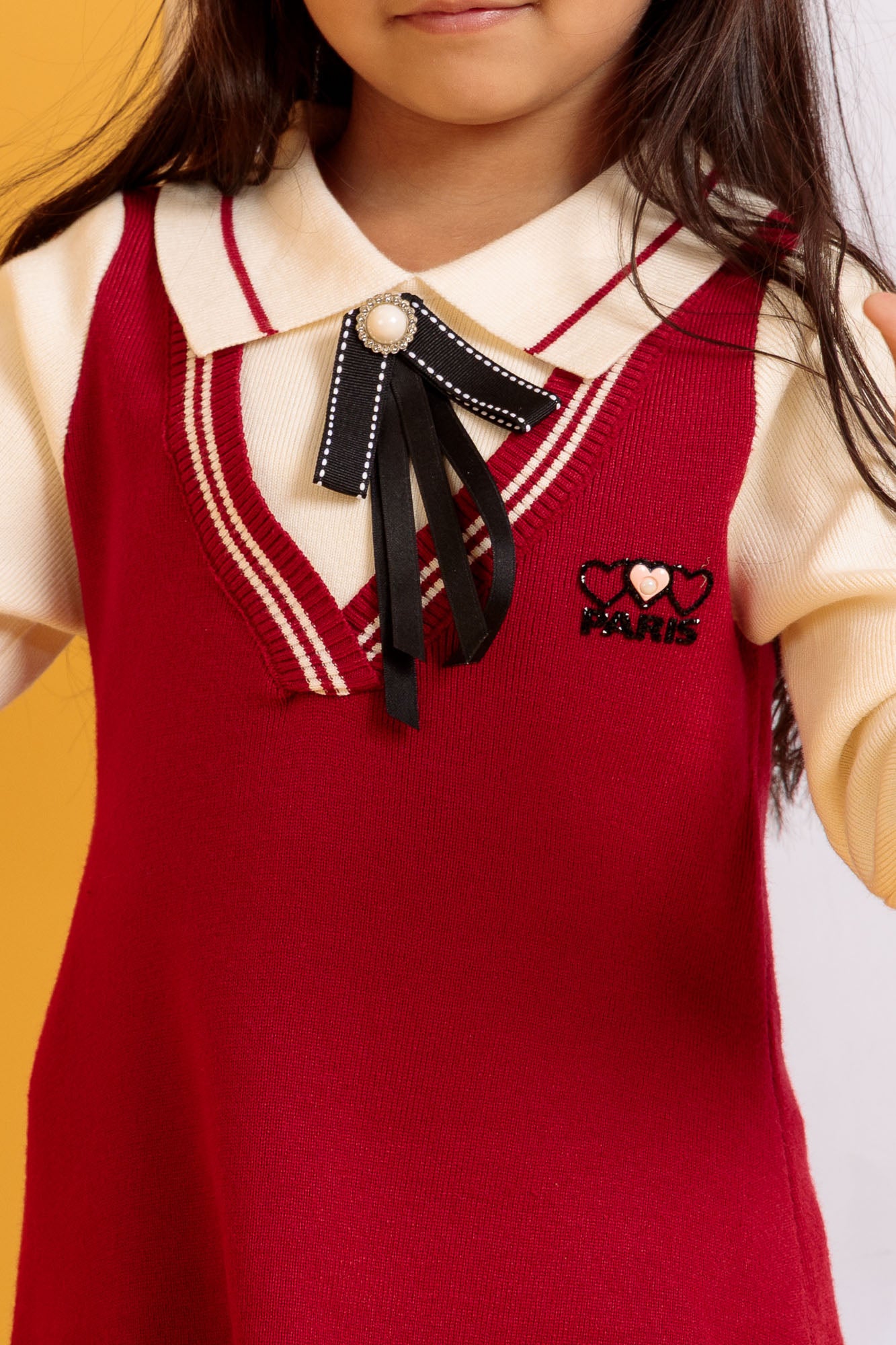 Junior Girls Wool Frock - Red