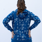 Women Allover Print Zipper Hoodie - Classic Blue
