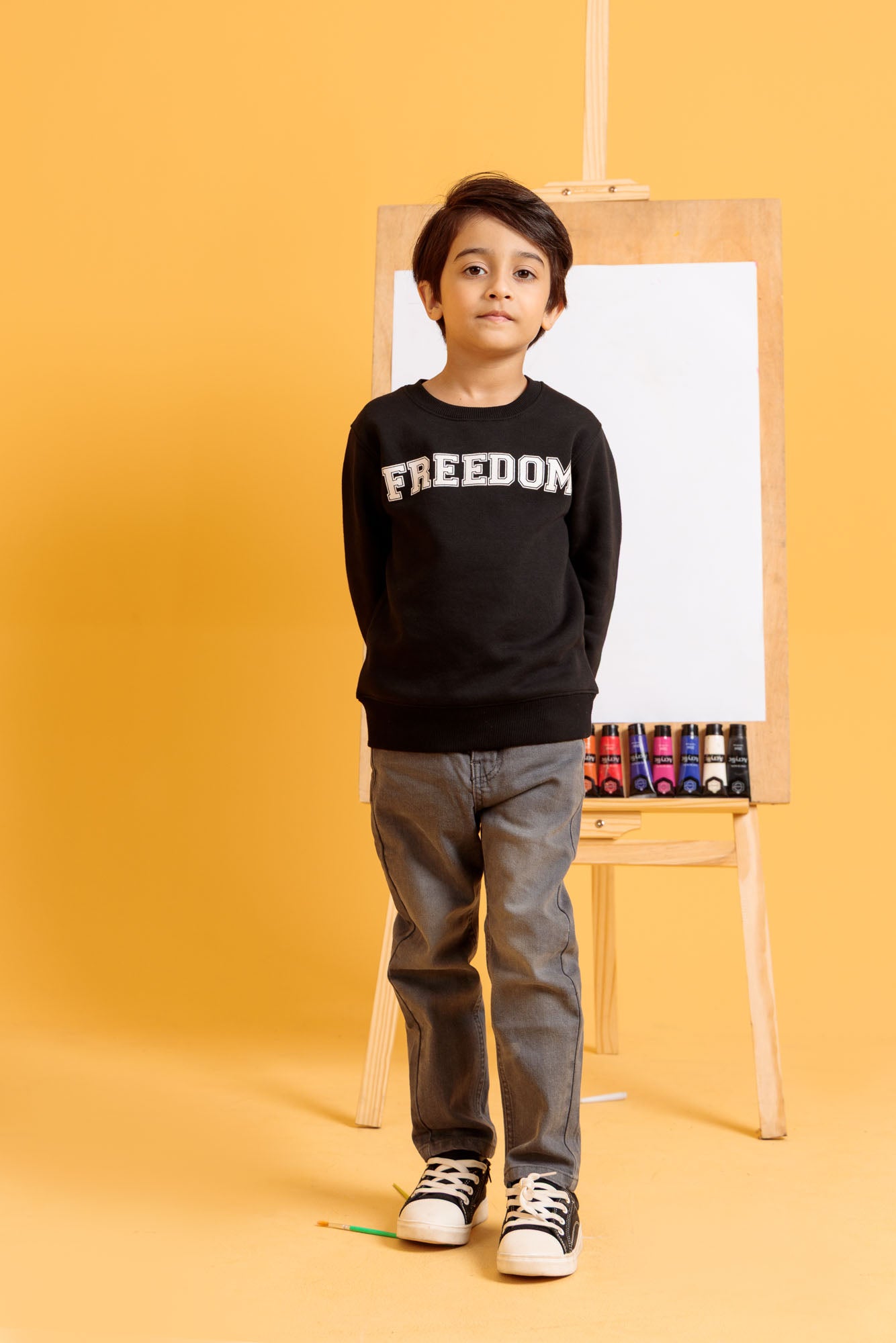 Little Boys Embroidered Sweatshirt – Black