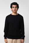 Men’s Crew Neck Cable Knit Sweater - Black