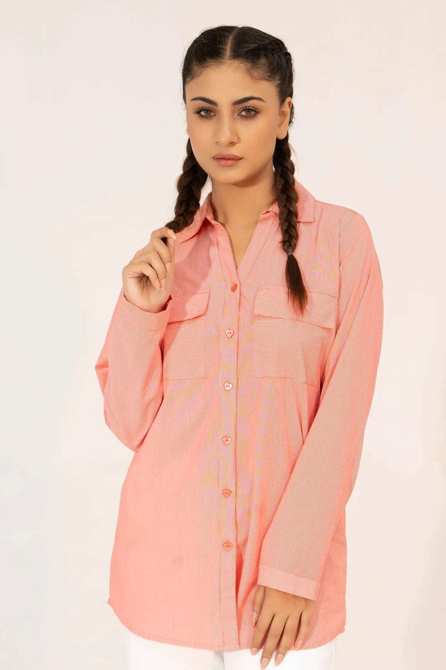 Women Printed Shirt- Red/White