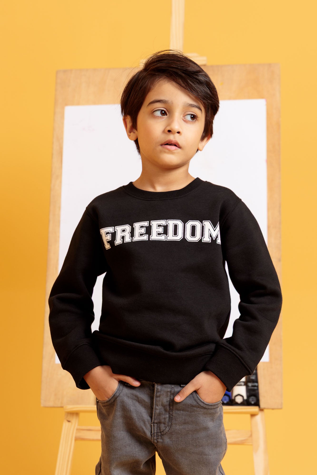 Little Boys Embroidered Sweatshirt – Black