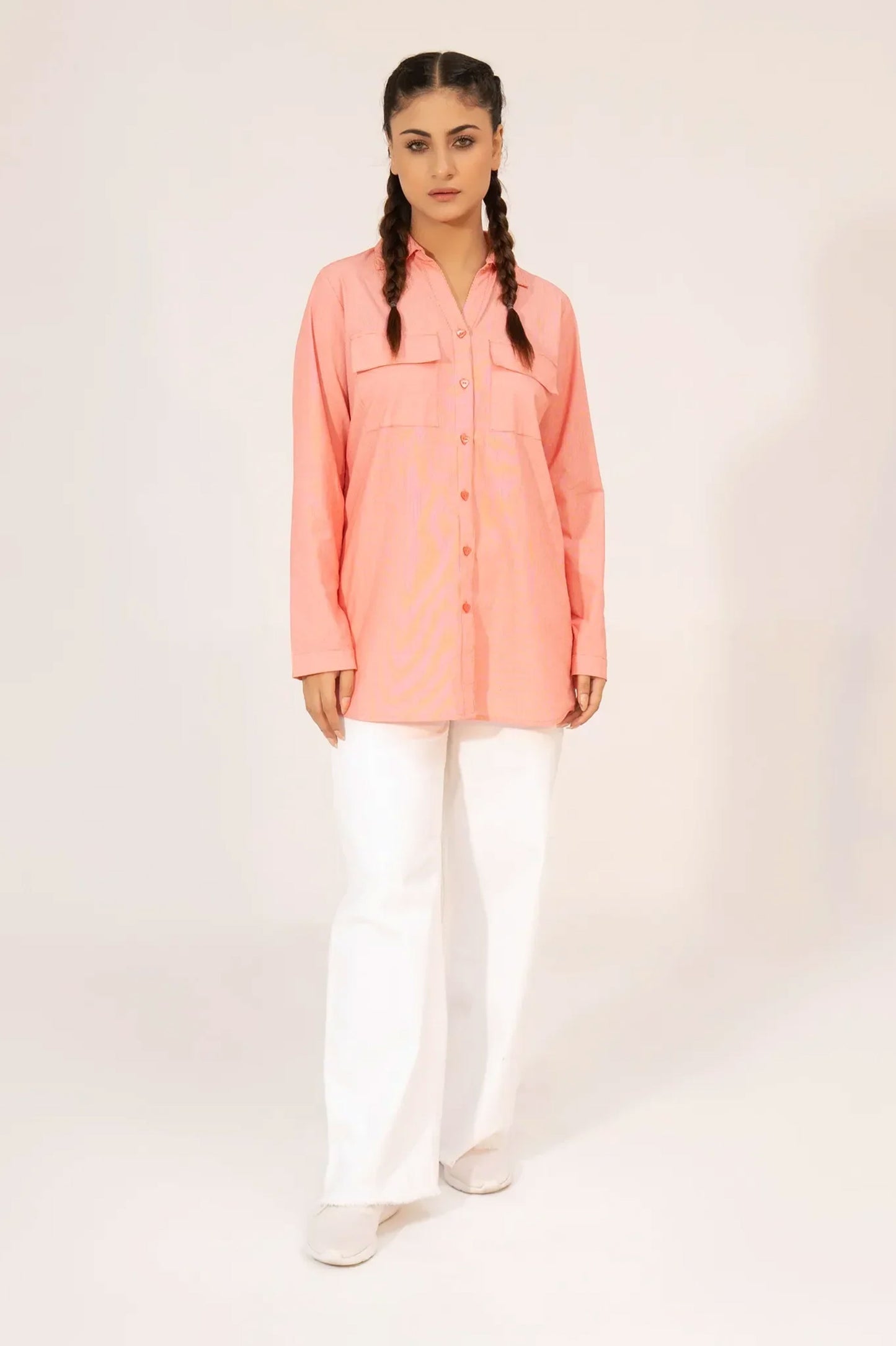 Women Printed Shirt- Red/White