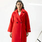 Women Long Wool Coat - Red - Harwage