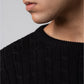 Men’s Crew Neck Cable Knit Sweater - Black