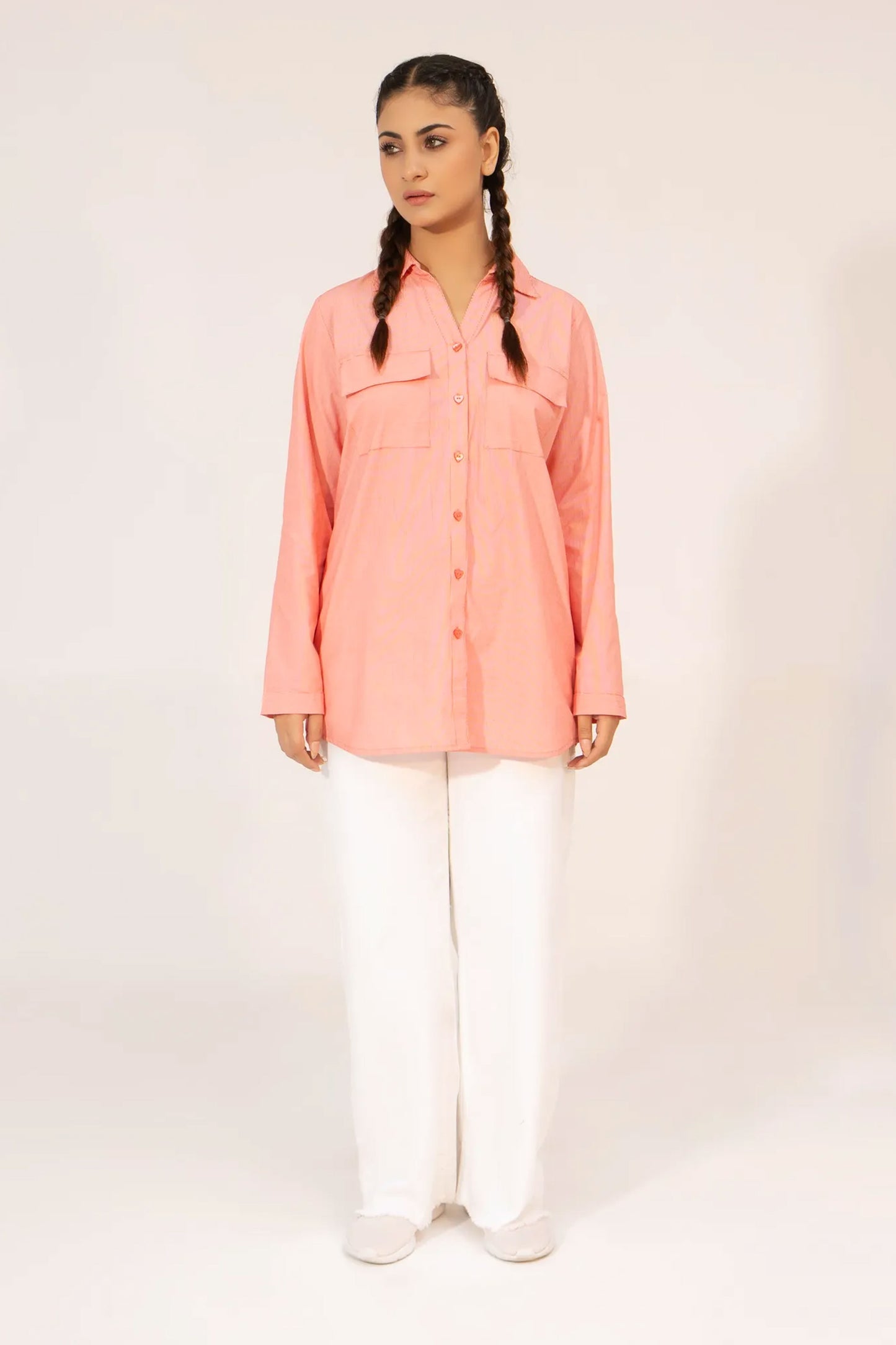 Women Printed Shirt- Red/White