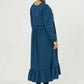 Women Checkered Long Dress - Imperial Blue