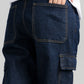 Women Loose Fit Cargo Denim Jeans - Indigo