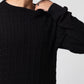 Men’s Crew Neck Cable Knit Sweater - Black