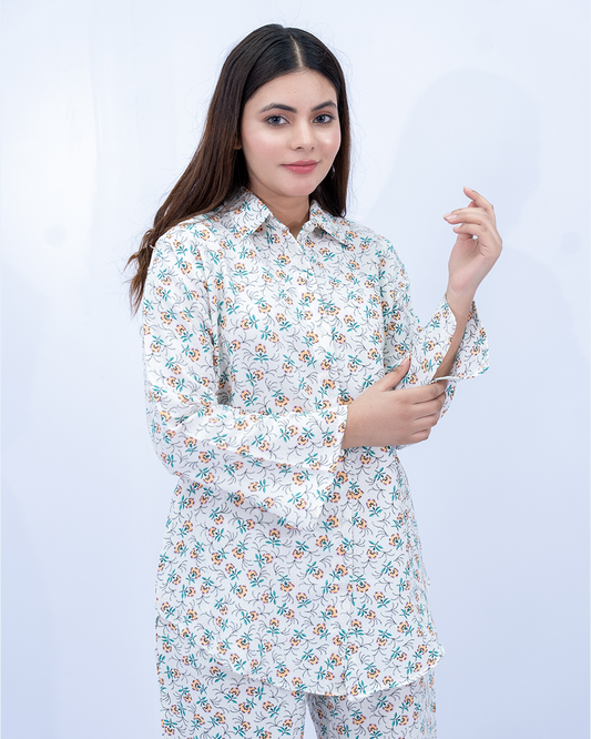 Women Floral Printed Co-Ord Set – Off-White