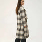 Women Long Wool Tweed Coat - Checkered - Harwage