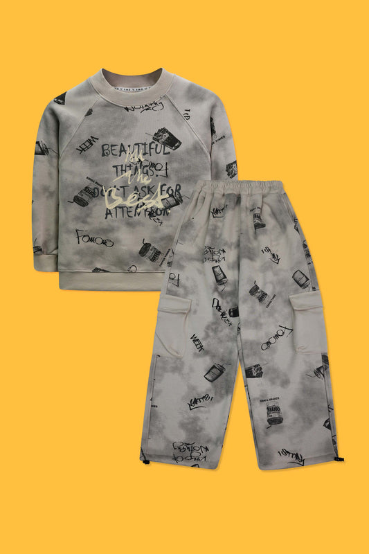 Junior Boys Two-Piece Outfit - Warm Grey