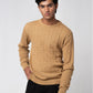 Men’s Crew Neck Cable Knit Sweater - Beige