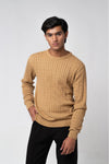 Men’s Crew Neck Cable Knit Sweater - Beige