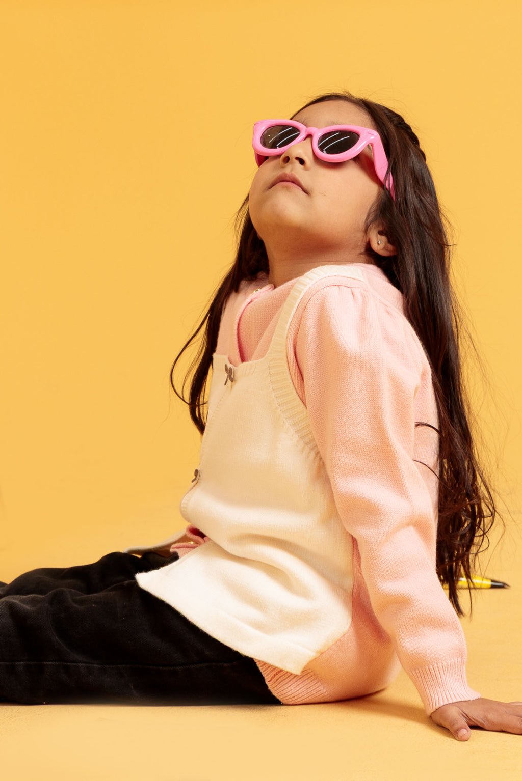 Little Girls’ Wool Jersey Frock - Blush