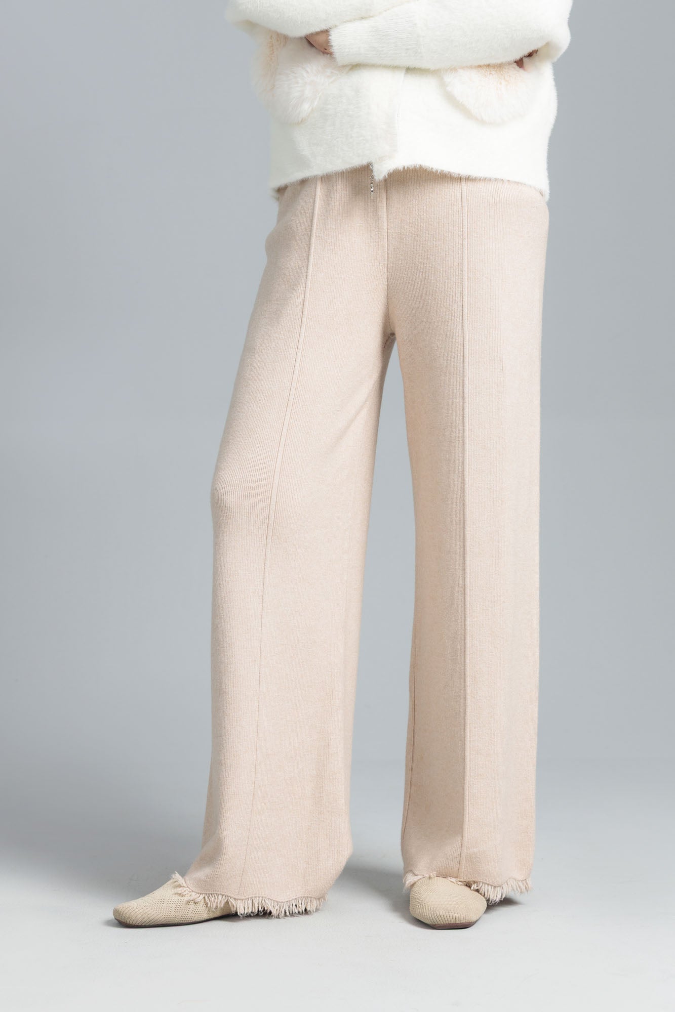 Women’s Wool Knit Trousers - Sea Pearl