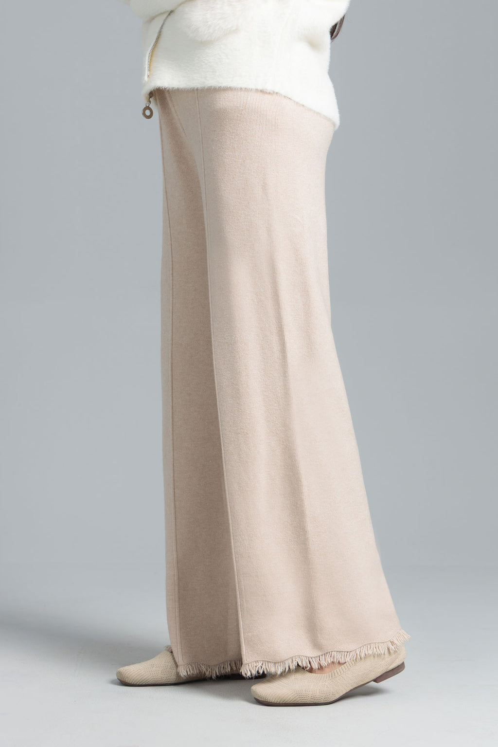 Women’s Wool Knit Trousers - Sea Pearl