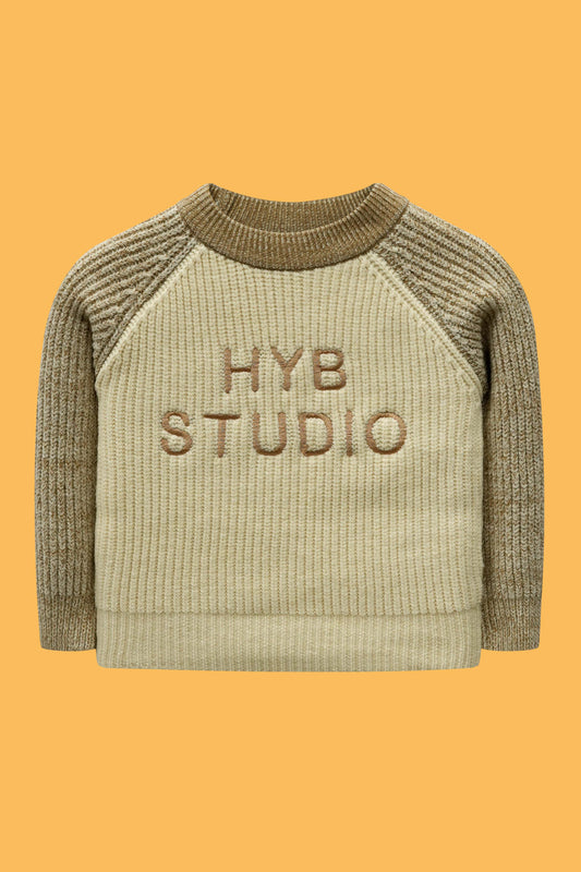 Little Boys’ R-Neck Wool Cardigan - Honey