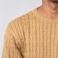 Men’s Crew Neck Cable Knit Sweater - Beige