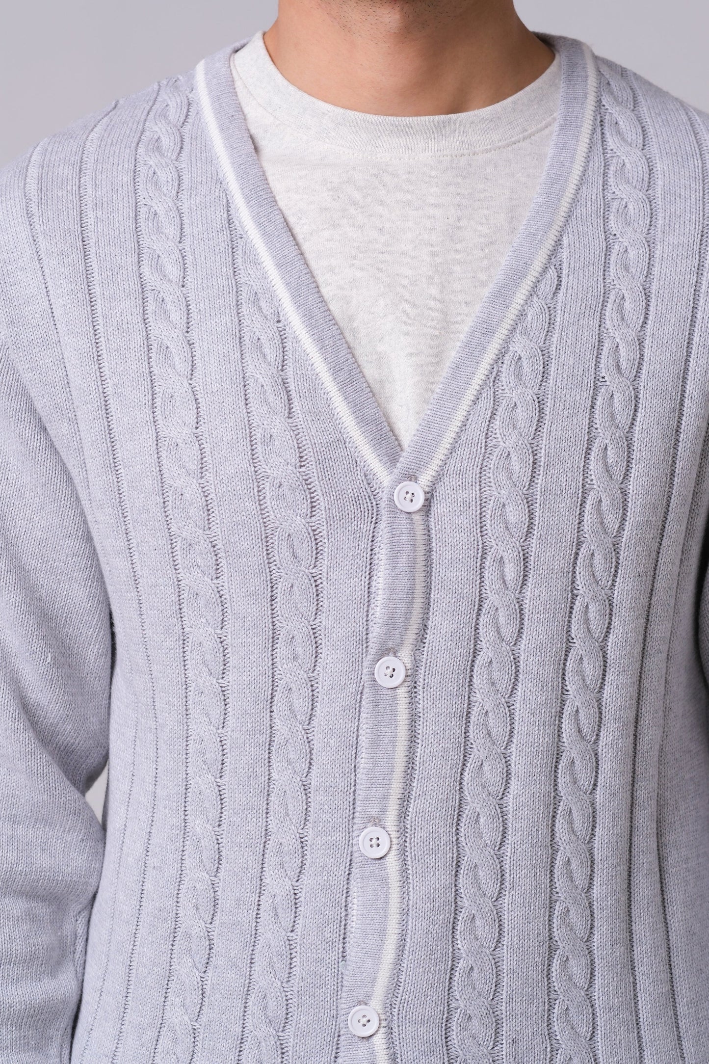 Men’s V-Neck Cardigan - Grey