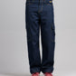 Men Loose Fit Cargo Denim Jeans - Indigo