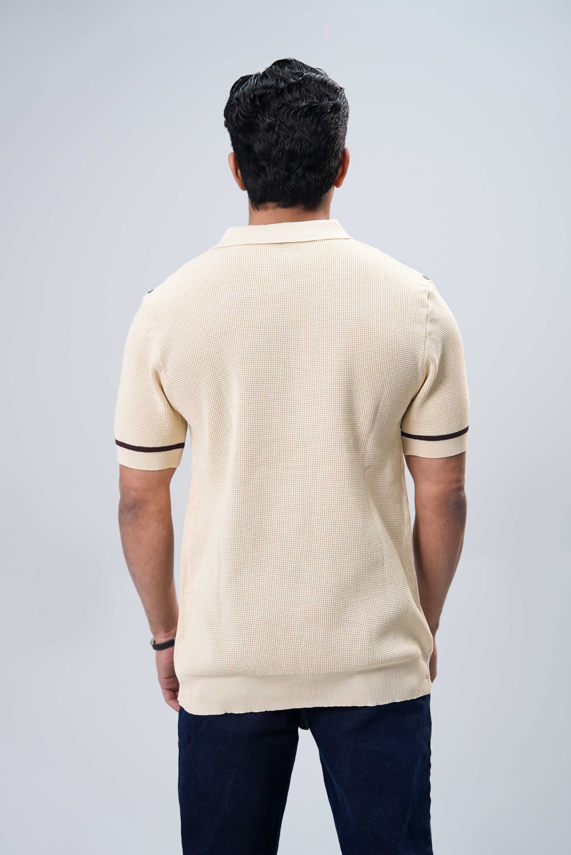 Men’s Button Down Polo Shirt - Beige