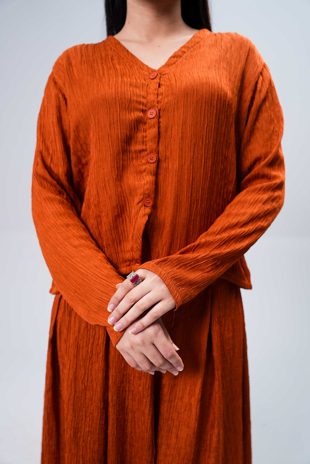 Women’s Skirt & Shine Co-Ord Set – Rust