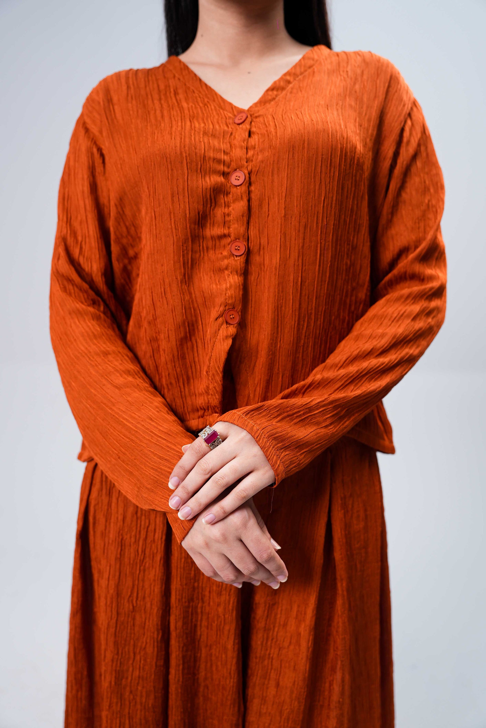 Women’s Skirt & Shine Co-Ord Set – Rust