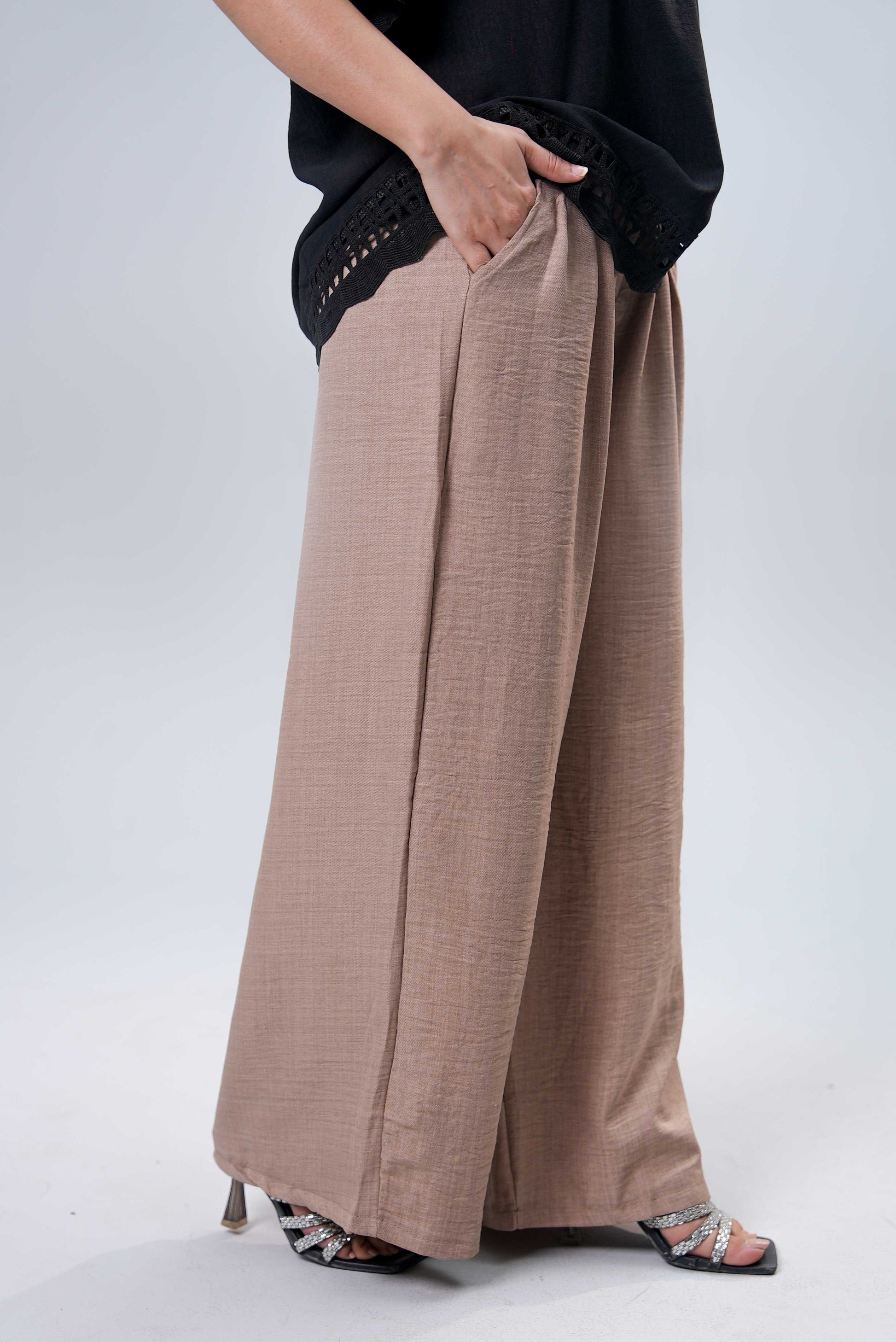 Women Luxe Viscose Trouser - Tan