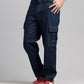 Men Loose Fit Cargo Denim Jeans - Indigo