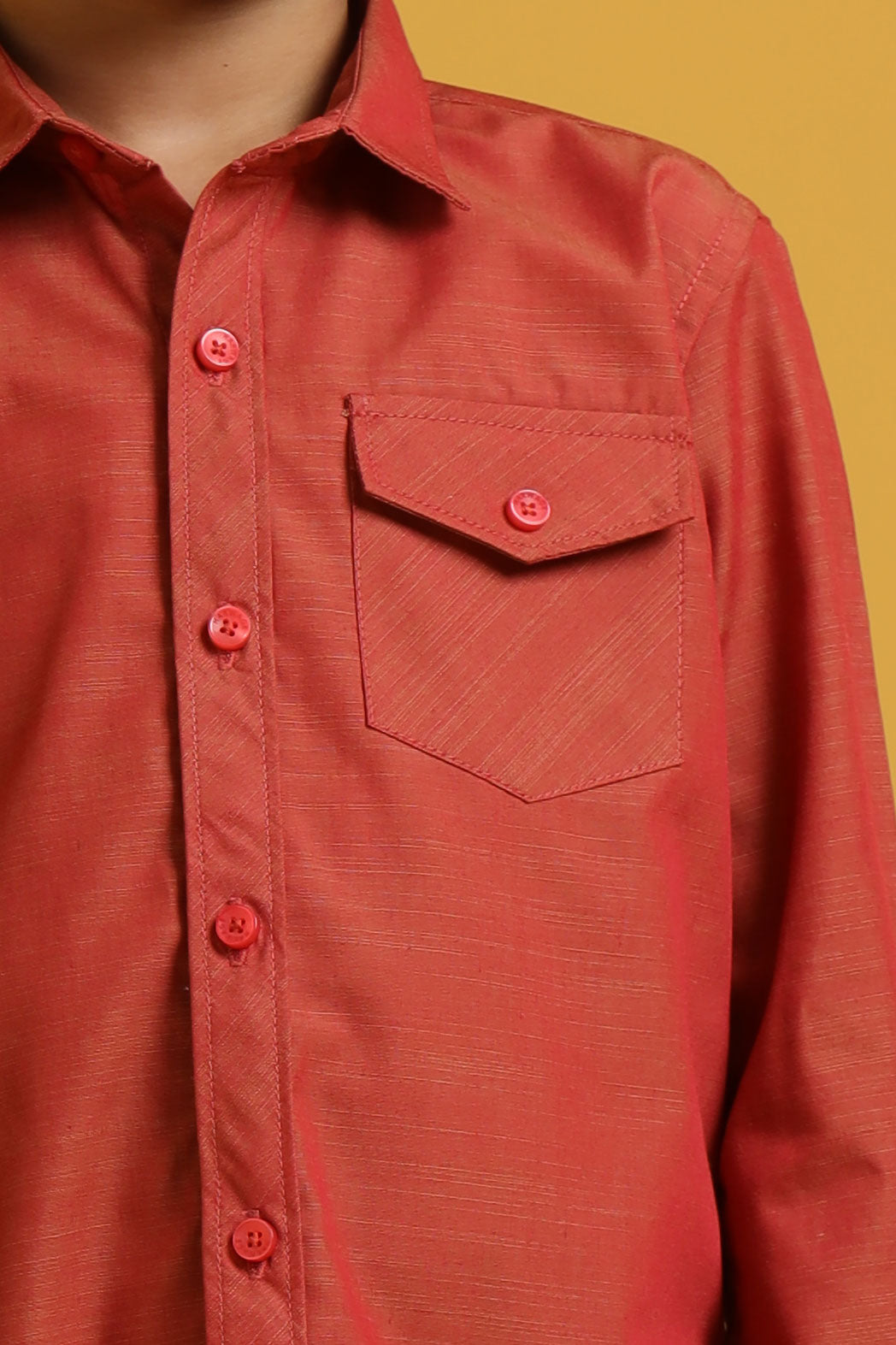 Little Boys’ Full Sleeves Casual Shirt - Coral