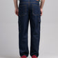 Men Loose Fit Cargo Denim Jeans - Indigo