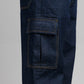 Men Loose Fit Cargo Denim Jeans - Indigo