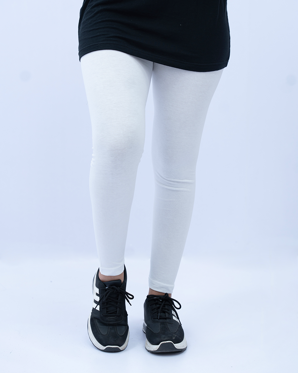 Women Plain Tights - White