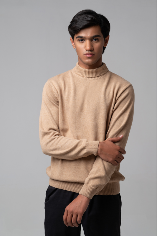 Men’s Turtle Neck Sweater - Beige
