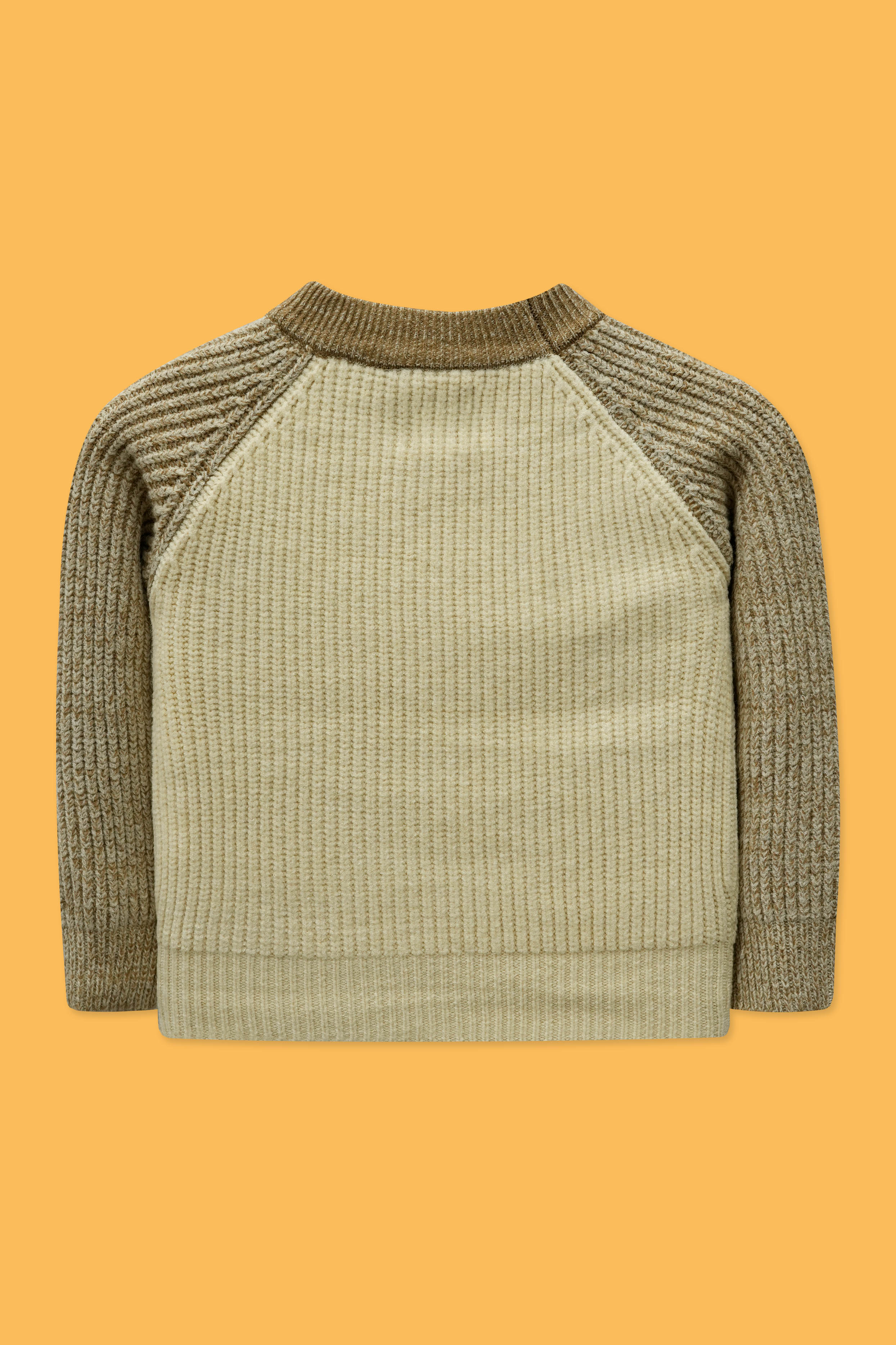 Little Boys’ R-Neck Wool Cardigan - Honey