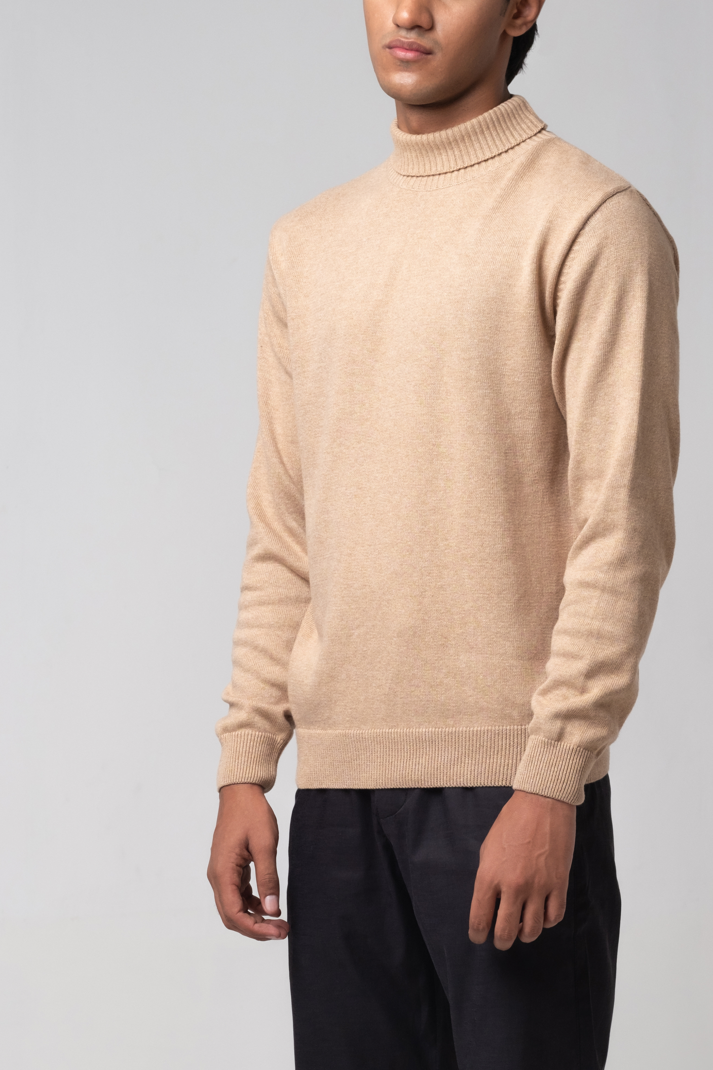 Men’s Turtle Neck Sweater - Beige