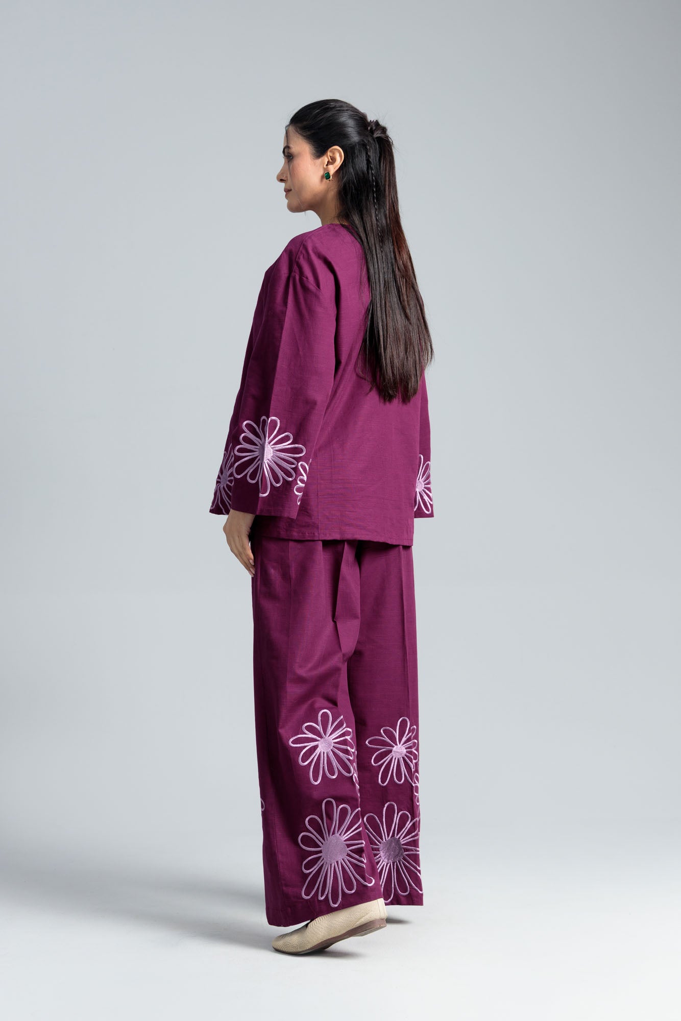 Women’s Cotton Two-Piece Set - Purple