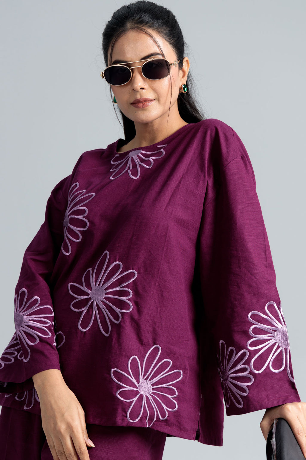 Women’s Cotton Two-Piece Set - Purple