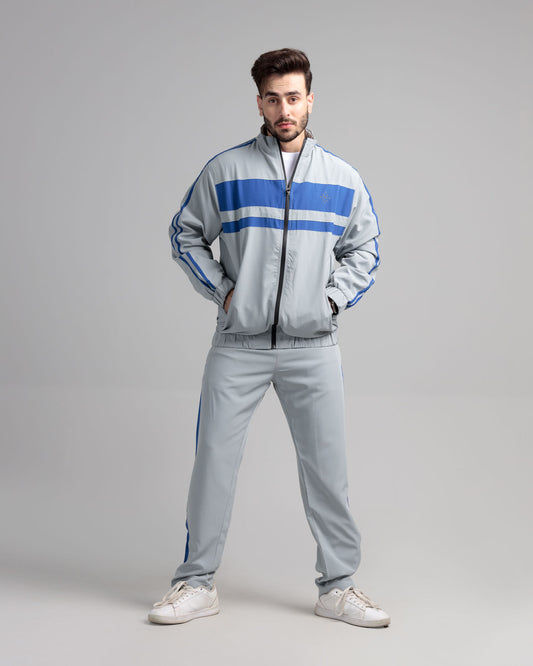 Men's Micro Stretch Active Wear Tracksuit - Silver Grey